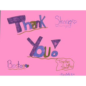 Card from Haverhill High School student (Massachusetts)