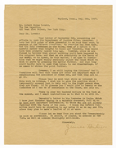 Letter from Jessica Henderson to Robert Morss Lovett, September 8, 1927