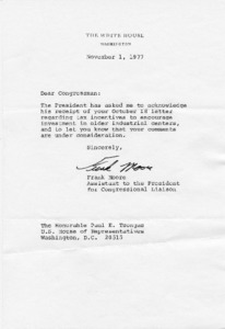 Letter to Dear Congressman from Frank Moore