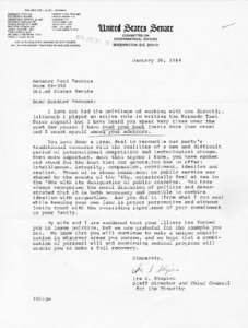 Letter from Ira S. Shapiro to Senator Paul Tsongas