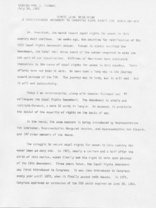 Floor statement about Senate joint resolution, a constitutional amendment to guarantee equal rights for women and men