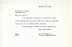 Letter to Dr. James W. Manary