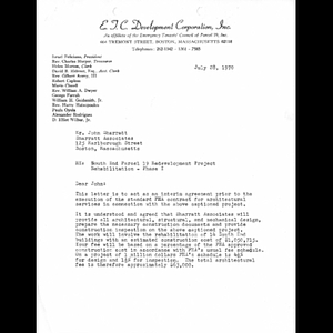 Letter to John A. Sharratt from Israel Feliciano.