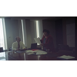 David Cortiella and another moderator during a board training workshop.