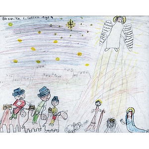 A drawing by ShamikE. Correa, for the Three Kings' Day drawing competition. Shamikwon the 9 year old contest.
