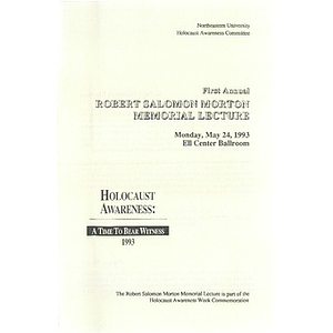 Robert Salomon Morton Memorial Lecture program, 1993.