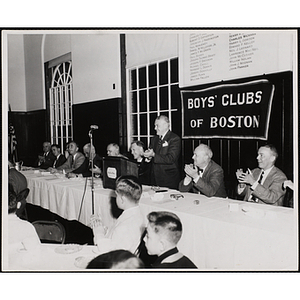 Officers and guests at the head table at a Boys' Clubs of Boston Awards Night