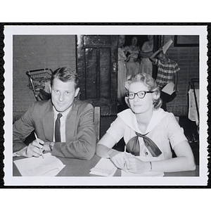 Richard Harte, Jr., left, and an unidentified woman pose at a Boys' Club Little Sister Contest