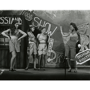 Four female members during the Northeastern University Department of Theatre's 1975 production of "Guys and Dolls"