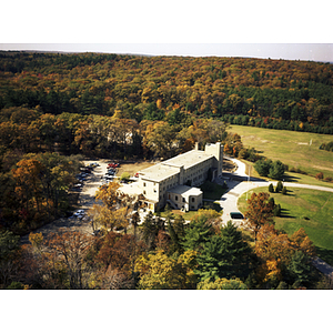 Aerial view of the Dedham campus