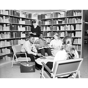 Group of students studying in Dodge Library