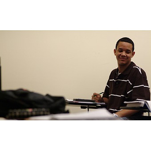 Odalis David Polanco in class in Snell Library