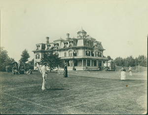 Mixed game of tennis, Mahlon D. Spaulding Estate, Pope's Hill, Dorchester, Mass., undated