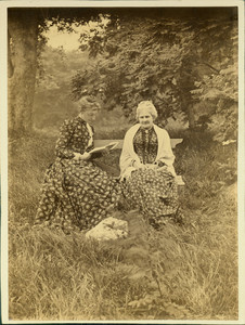 Portrait of Miss Anna Cabot Lowell and an unidentified woman at "Locust Knoll," Beverly, Mass.