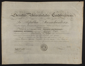 Harvard University diploma, 1857