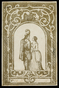 Label for unidentified silk manufacturer, couple, location unknown, undated