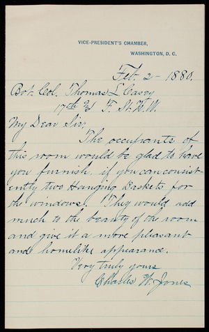 Charles W. Jones to Thomas Lincoln Casey, February 2, 1880