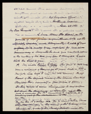Thomas Lincoln Casey to General Davis Tillson, January 22, 1866, copy