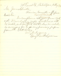 Letter from Benjamin Smith Lyman to James Christie