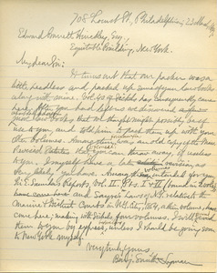 Letter from Benjamin Smith Lyman to Edward Barrett Hinckley