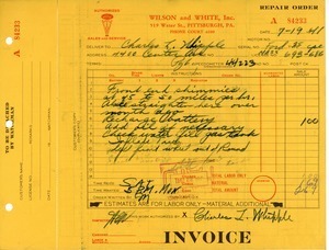 Invoice from Wilson and White to Charles L. Whipple