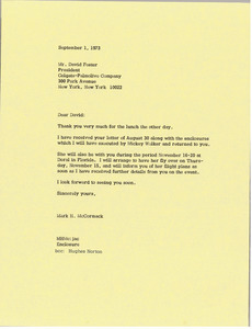 Letter from Mark H. McCormack to David R. Foster