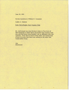 Memorandum from Judy A. Chilcote to Gordon Lazenbury and William H. Carpenter