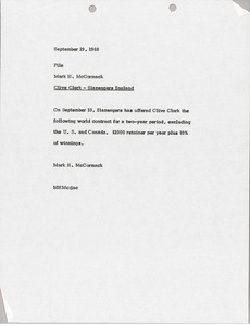 Memorandum concerning Clive Clark