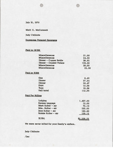 Memorandum from Judy Chilcote to Mark H. McCormack