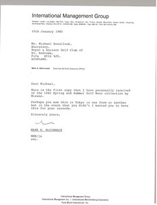 Letter from Mark H. McCormack to Micahel Bonallack