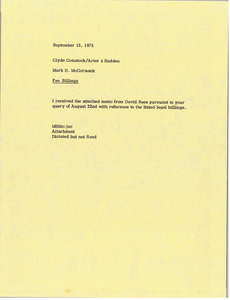 Memorandum from Mark H. McCormack to Clyde Comstock