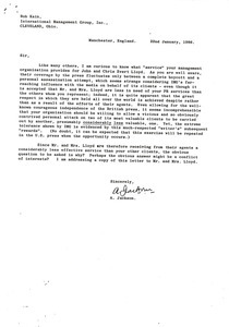 Letter from A. Jackson to Bob Kain