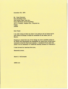 Letter from Mark H. McCormack to Russ Emerson