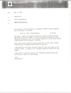 Memorandum from Laurie Roggenburk to Judy Stott