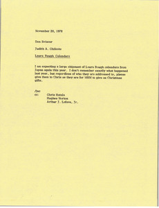 Memorandum from Judy A. Chilcote to Don Briscar