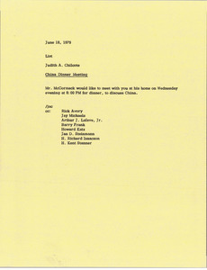 Memorandum from Judy A. Chilcote to list