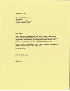 Letter from Mark H. McCormack to Russell W. Meyer