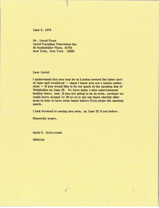 Letter from Mark H. McCormack to David Frost