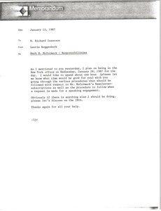 Memorandum from Laurie Roggenburk to H. Richard Isaacson