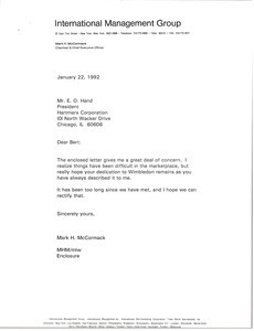 Letter from Mark H. McCormack to E. O. Hand