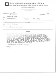 Fax from Mark H. McCormack to Fumiko Matsuki
