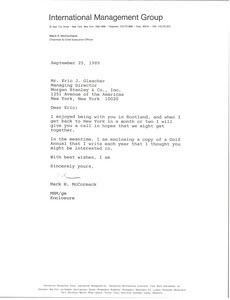Letter from Mark H. McCormack to Eric J. Gleacher