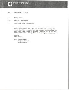 Memorandum from Mark H. McCormack to Eric Jonke