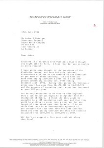 Letter from Mark H. McCormack to Andre J. Heiniger