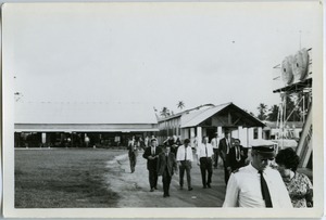 Passengers at airport, Colombo, Ceylon