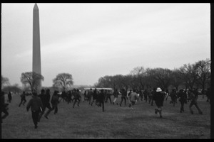 Demonstrators running from police across the Mall during the Counter-inaugural demonstrations, 1969, against the War in Vietnam