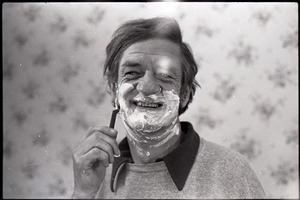 Sammy Metelica shaving, for an advertisement for Gillette razors