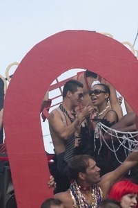 Parade marchers in skimpy outfits : Provincetown Carnival parade