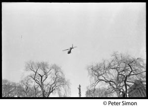 Helicopter flying over the demonstration: Vietnam Moratorium march on Washington