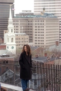 Melina Kanakaredes, playing Dr. Sydney Hansen, takes a solemn walk in Prospect Park overlooking Providence